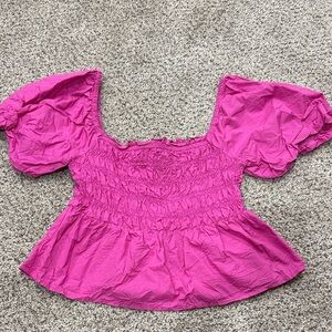 Pink Puff Sleeve Blouse